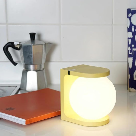 Wireless Charging Table Lamp with Flat Top Surface, Modern Design (Yellow)