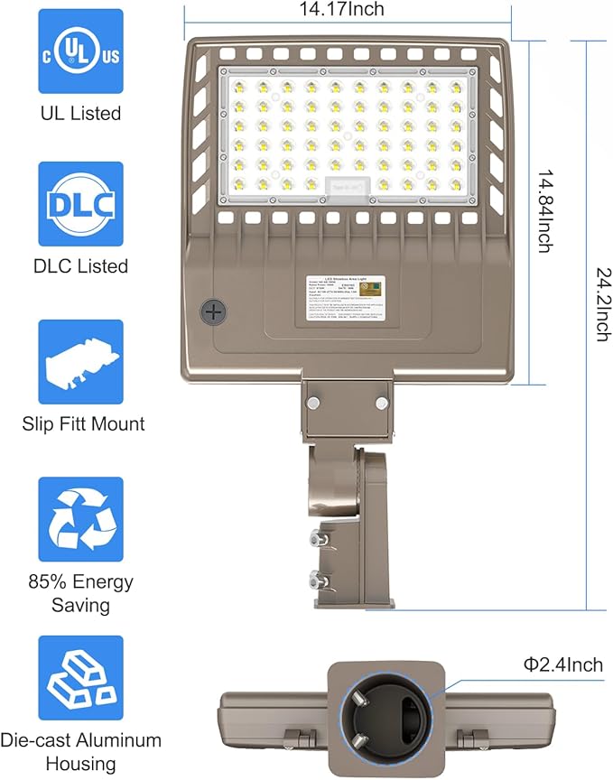 KUKUPPO 200W LED Parking Lot Light, DLC UL Listed Industrial Grade LED Shoebox Parking Pole Light 30,000LM 5000K IP65 Waterproof Outdoor Commercial Area Lighting with Slip Fitter AC100-277V