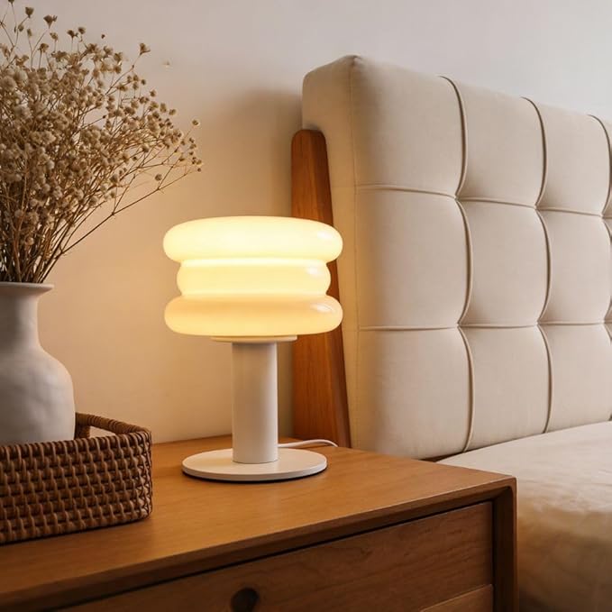 Hamburger Table Lamp for Bedroom,Mid Century Modern Yellow Lamp for Living Room,Bedside Warm Lamp,Unique Aesthetic Home Decor