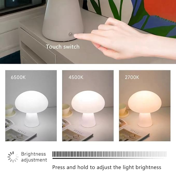 Mushroom Lamp Table Lamp for Bedroom,Desk Bedside Small Lamps for Living Room Night Stands,Mushroom Decor Cute Mini Modern Mid Century Lamps,Unique Aesthetic Home Living Room Decor