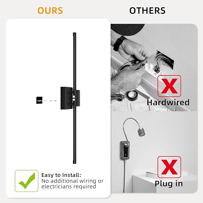 Battery Operated Wall Sconces Set of 2, 𝐔𝐩𝐠𝐫𝐚𝐝𝐞𝐝 12000mAh Rotatable Picture Lights with Remote Control, Dimmable 3000-6500K LED Rechargeable Wall Lights for Living Room Bedroom Mirror, 28.3In
