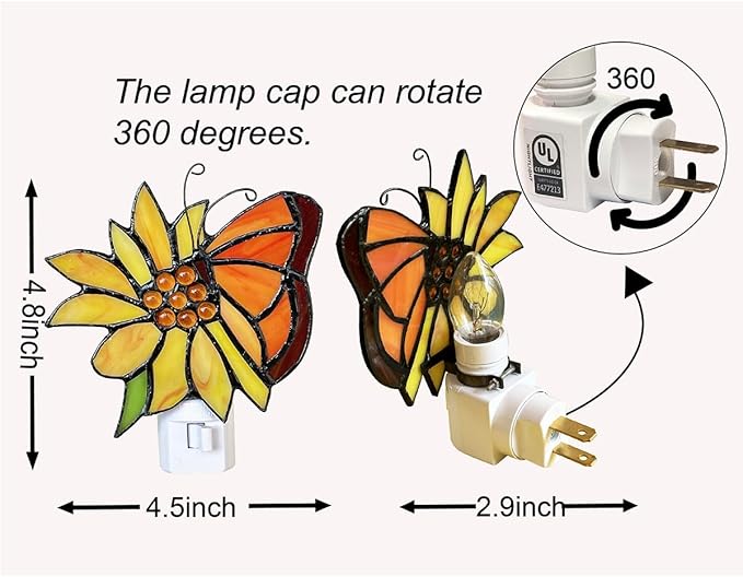 Stained Glass Butterfly Night Light.Butterfly Night Light Bedroom Bed Light Gifts from Nature,Nature Night Light.DYM1001 (Flower Butterfly)