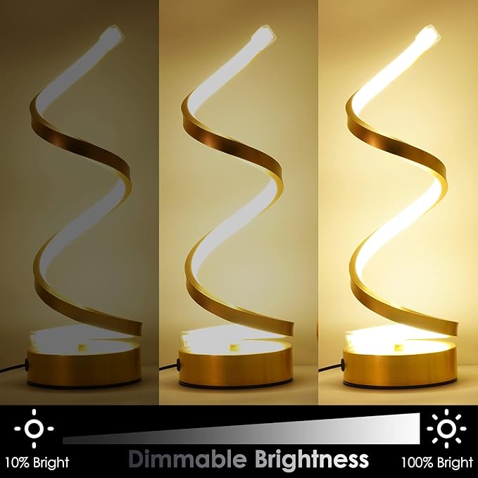 NUÜR Table Lamps for Living Room Set of 2, Gold Dimmable LED Lamp, Small Bedside Lamps, Nightstand Lamp for Bedroom Home Office Living Room