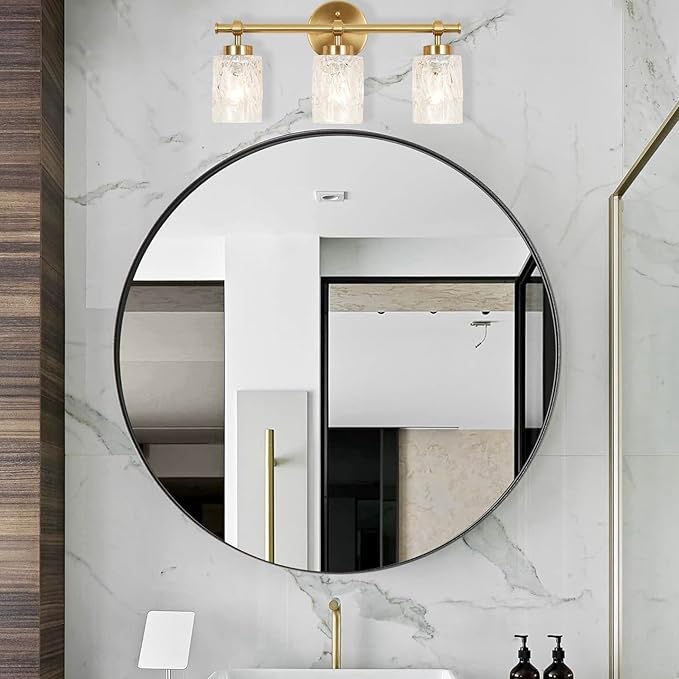 ALICE HOUSE 3-Light Vanity Light Fixture Over Mirror, Brushed Brass, Easy Bulb Replacement, LED Compatible, Bright and Elegant Bathroom Light for Makeup AL5095-W3