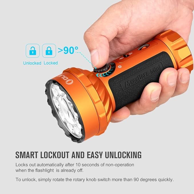 OLIGHT Marauder Mini 7,000 Lumens Bright Flashlight with 600 Meters Beam Distance, Powerful RGB Lights, Magnetic Rechargeable for Outdoors Work, Hunting, and Searching (Orange)