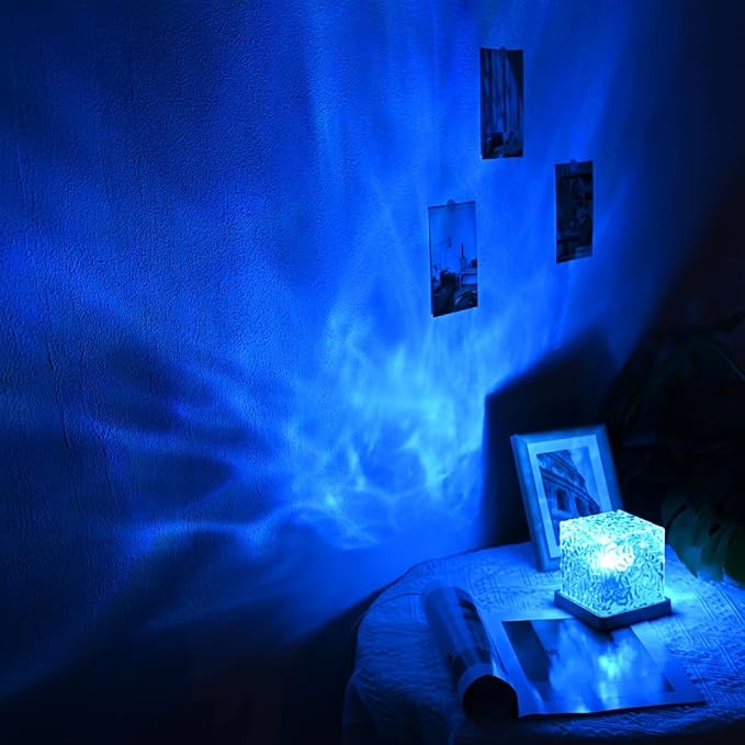 Northern Lights Ocean Wave Projector Light, Galaxy Light Projector, 16 Colors Gradual Rotating Flame Water Ripple Ambient Night Light Non-Wood for Bedroom, Room Decor, Kids Room (RC)