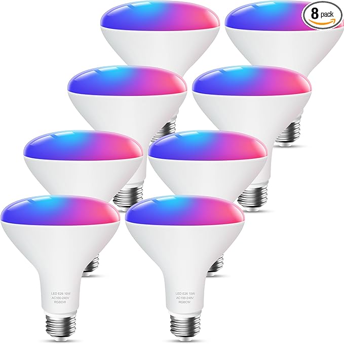 OHLUX BR30 Smart Flood Light Bulb, 85W Equivalent WiFi Smart Bulb, RGBCW, Music Sync, Color Changing Bulb Compatible with Alexa and Google Home, 8 Pack