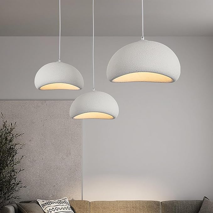 JAYMP 50cm Wabi Sabi Pendant Light for Dining Room Kitchen Island Hallway Restaurant Modern Hanging Lamp E26 Base Japanese Style Bird Nest Shape Lighting Fixture (Matte White,B Shape, 50cm/19.7in)