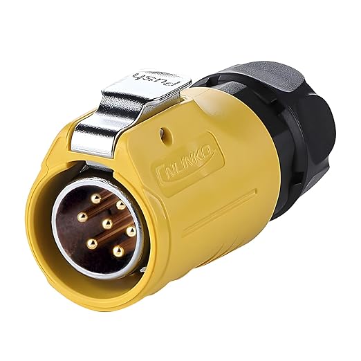 CNLINKO LP-20 7 Pin IP68 Waterproof Connector M20 Male Plug Female Socket Fast Locking 2-12 Pin Circular Connector for Stage Lighting Solar Panel Wiring(7 Pin)