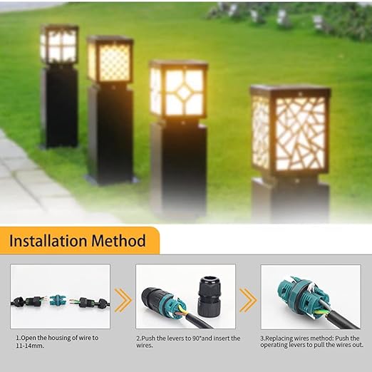 Junction Box Outdoor Screwless Waterproof Cable Connector with Quick Installation - IP68 Rated, 2pack