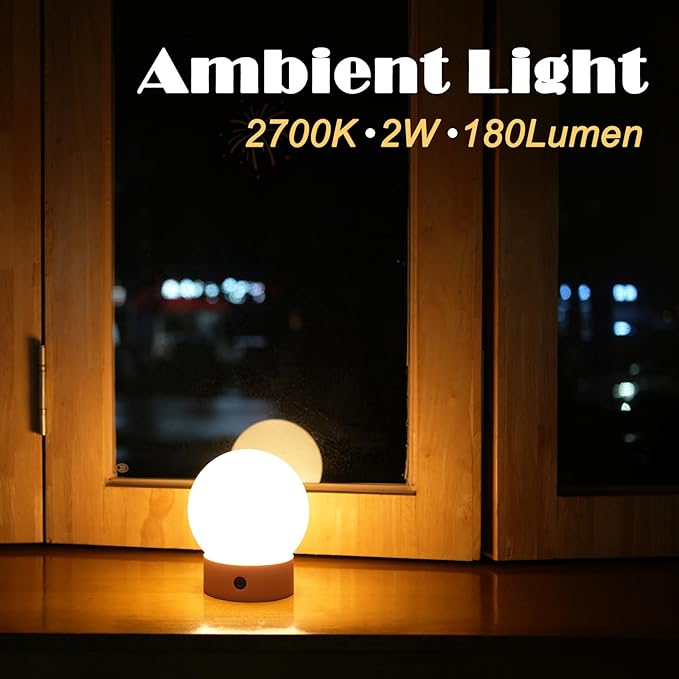 Small Cute Cordless Table Lamp Rechargeable, Battery Operated Shower Lamp Waterproof, Touch Dimmable Globe Ambient Light for Outdoor/Bedside/Patio/Dining (Green)