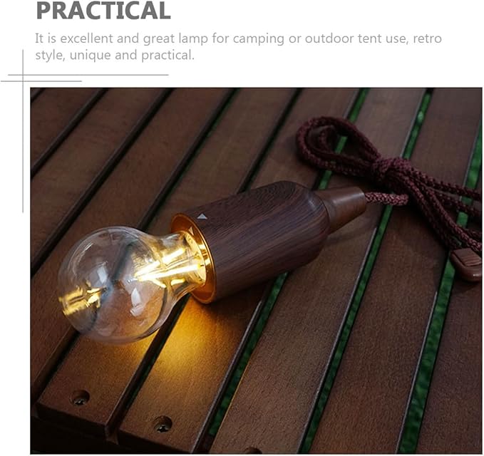 Portable Vintage LED Tent Light, Wear-Resistant Hanging Camping Lamp for Outdoor Hiking and Wild Camping, Retro Pull-Cord Lantern Without Battery
