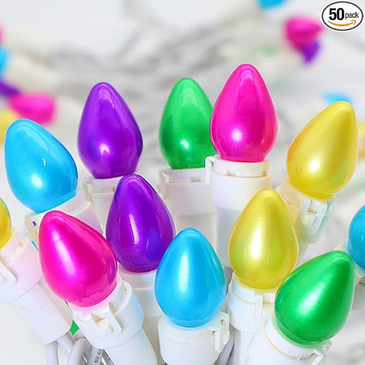GlowVibe Easter String Lights, 13.5FT 50 LED Connectable Mini Egg-Shaped String Lights, Easter Decorations for Indoor Outdoor Patio Party Home Garden Yard Decor