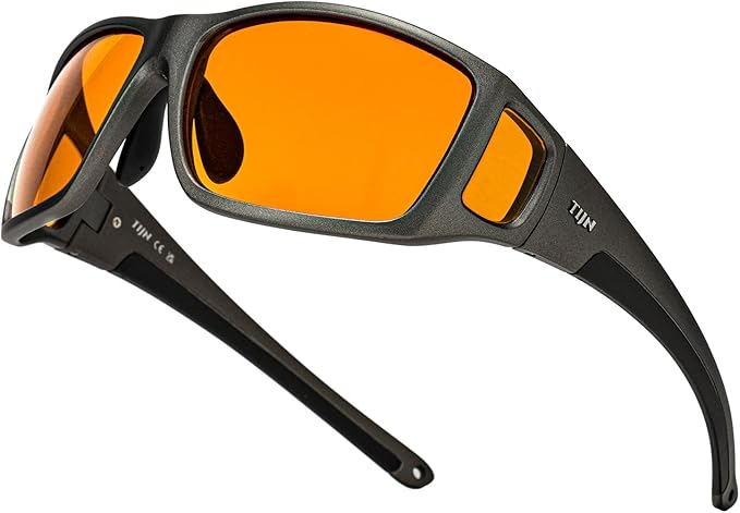 TIJN Sonia Sleep Glasses for Blue & Green Light Blocking,Red Lens with Dual AR Coating,Wraparound Frame for Gaming Screen