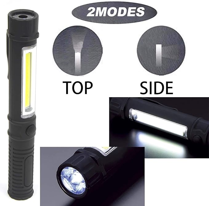 COB LED Work Flashlight with Magnetic Base and Clip Multi-Function Pocket Pen Light Inspection Work Light, 4 PCS