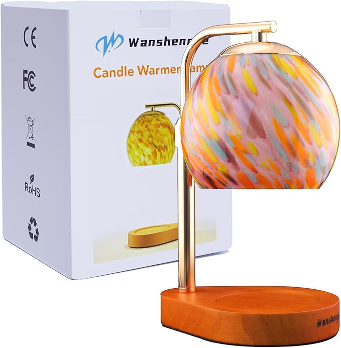 WanshengLe Candle Warmer Lamp with Dimmable 7-Level Brighness, Adjustable Height with 2/4/8H Timer, Home Decor and Gifts for Women Mom Scented Jar - Gold