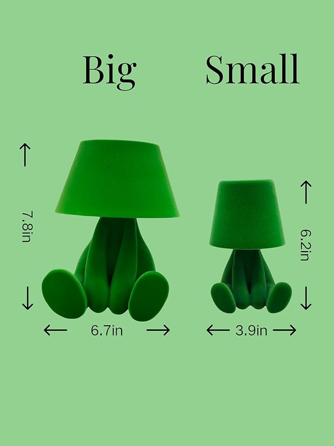 Modern Table Lamp for Youth: Rechargeable Cute Light for Kids Child Teen - Gift for Birthday Christmas Halloween Easter (Green Big)