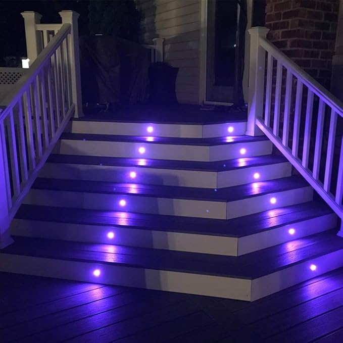FVTLED Low Voltage Recessed RGBW Deck Light, 20pcs Φ1.22 RGB & Warm White Stainless Steel Waterproof Outdoor Step Lighting In-ground Landscape Pathway Patio Stair Decor Lamp, Black