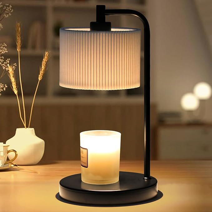 Candle Warmer Lamp with Timer, Dimmable Candle Wax Warmer Electric Candle Lamp for Scented Candles with Bulbs, Christmas Gifts House Warming Gifts Home Decor (Black)