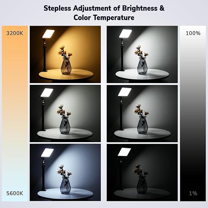 2-Pack Key Light Panel Kit, LED Video Light Dimmable Bi-Color 3200-5600k Video Conference Lighting with Gooseneck Tubes Desk Light for Podcast/Streaming/Gaming/Zoom Meetings/Broadcast/YouTube