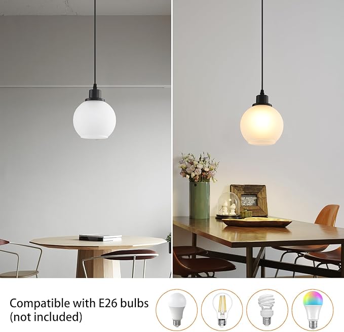 Pendant Lamp with Glass Shade, Modern Antique Brass Pendant Lights,Hanging Light Vintage Glass Shade, Island Light Pendant Light Fixture for Bedroom Living Room Kitchen
