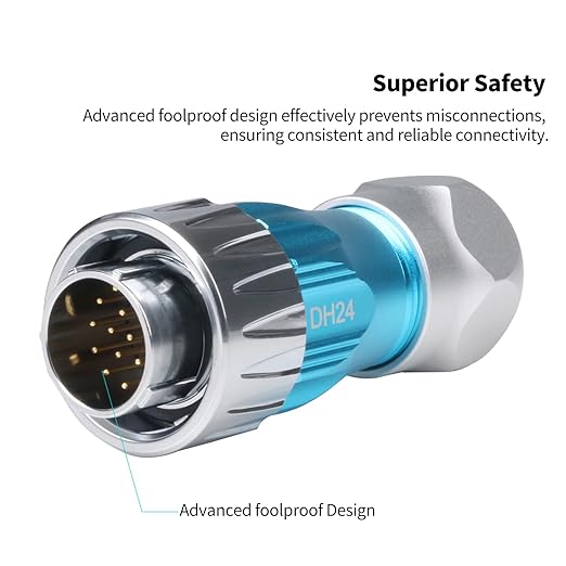 CNLINKO DH-24 19 PIN Industrial Waterproof Connectors, IP68 Circular Connector, Hard Metal Anti-Interference Shell, Quick Plug Aviation Connector, M24 Panel Mount Flange Socket (19-Pin)