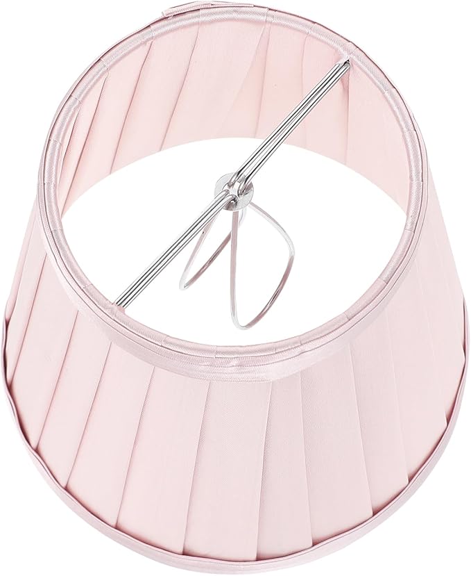 Beaupretty Clip On Lamp Shade, Small Pleated Lampshade, Pink Lamp Shade for Chandelier Table Lamp Decor
