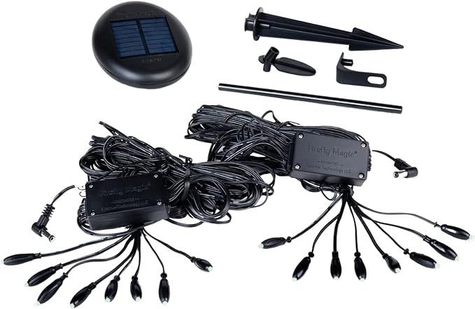 Solar Powered Firefly, Lightning Bug, Fairy Lights. Patented to Naturally Mimic Real Fireflies: 16 Green (3mm) LEDs