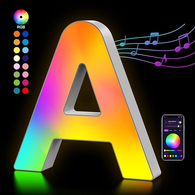 OJQ Light Up Letters Led Lights- Marquee Letters for Boy Girl Gift Room Decor Wall Lights - Music Sync Color Change Colorful, Birthday Gifts for Girl, Teen Girls Christmas Gifts Home Wall Decor