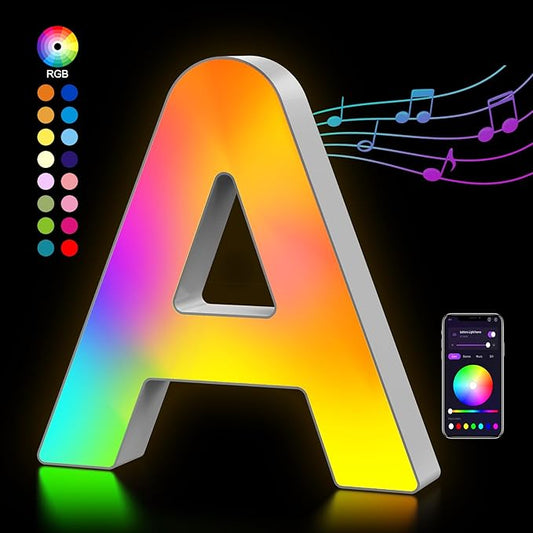 OJQ Light Up Letters Led Lights- Marquee Letters for Boy Girl Gift Room Decor Wall Lights - Music Sync Color Change Colorful, Birthday Gifts for Girl, Teen Girls Christmas Gifts Home Wall Decor