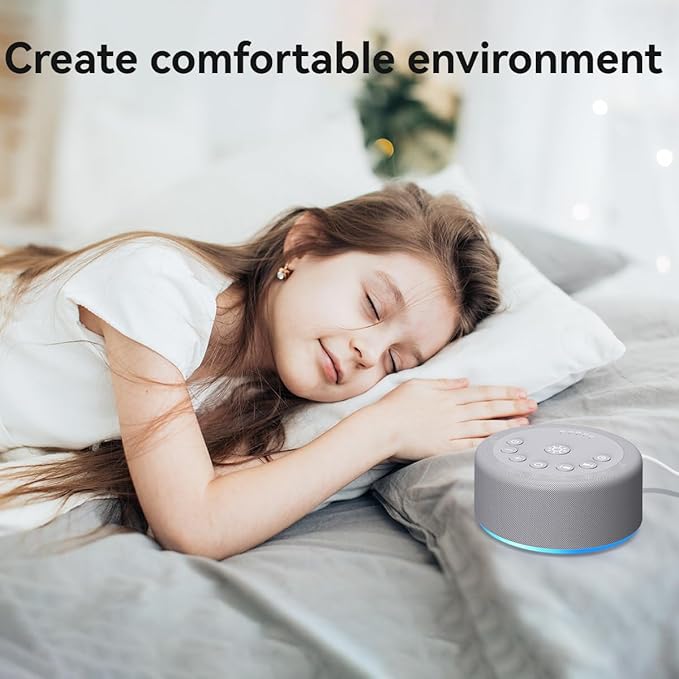 Sound Machine Night Light White Noise Brown Noise Machine 30 Non Looping Sounds 12 Lights 5 Timers 36 Adjustable Volume Memory Function Sleep Sounds Machine for Baby Kids Adult & Home Office Travel