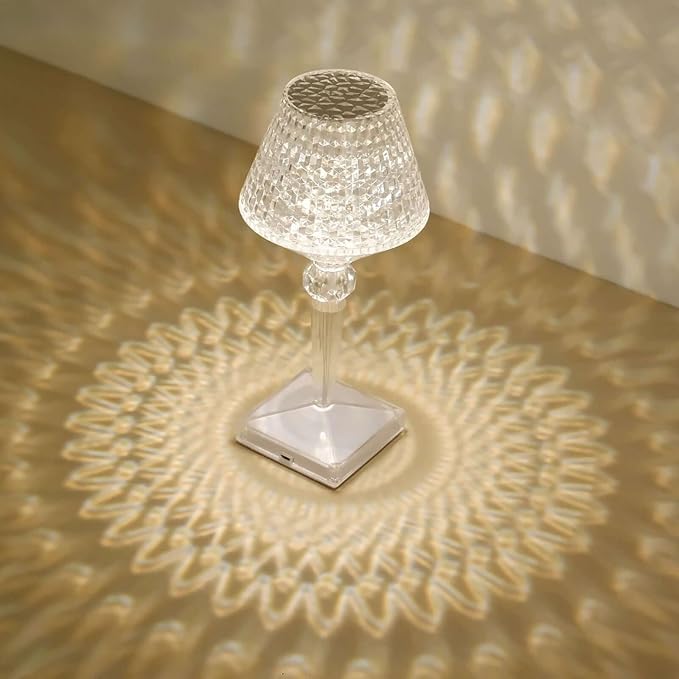 Efavormart 10" LED Acrylic Crystal Cup Shape Color Changing Cordless Table Lamp, Rechargeable Touch Control Accent Lamp