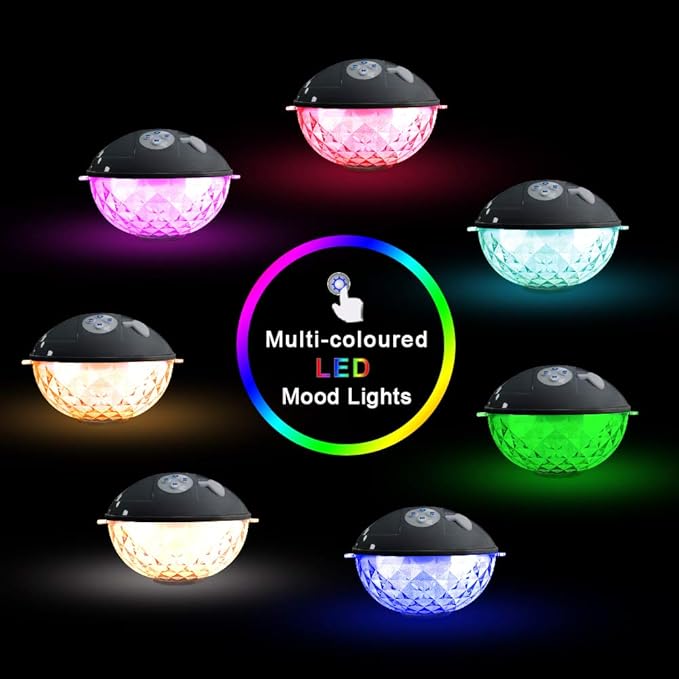 Blufree Floating Pool Speakers with Colorful Lights, IP68 Waterproof Bluetooth Speaker for Pool, Crystal Clear Sound Hot Tub Speaker for Pool, Spa and Outdoor