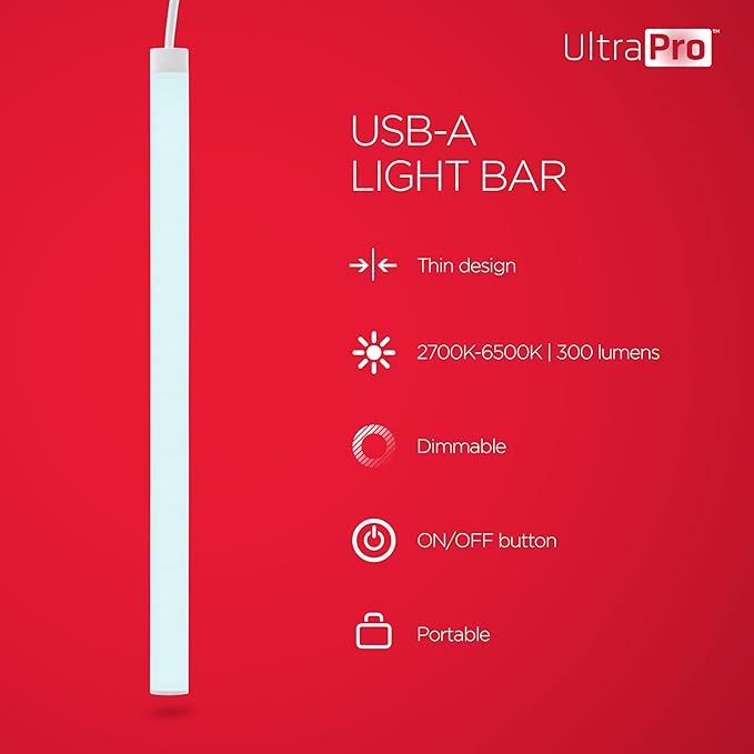 UltraPro 12 inch USB Light Bar Plug-in LED Under Cabinet Lights for Kitchen, Full Range Dimmable, Adjustable White, Warm White, Cool White, Daylight, (2700K-6500K), 80067