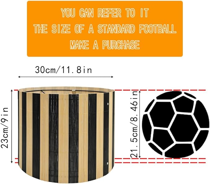 bamboo lamp shade modern decorative black stripe groovy unique Lamp Replacement Accessories E27 size 30x23cm