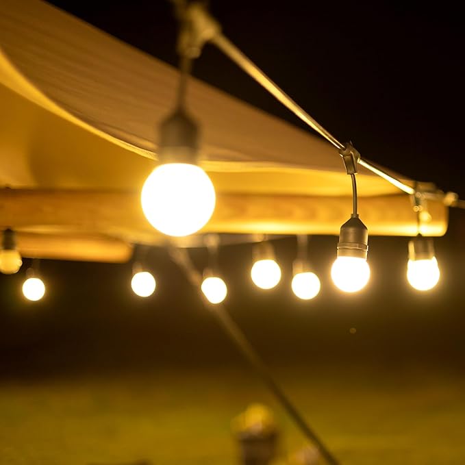 25 Pack Outdoor String Light Bulbs G40 Christmas Replacement Bulbs 120V Clear Globe 5W Bulbs Dimmable with E12 Base for Indoor Patio Decor