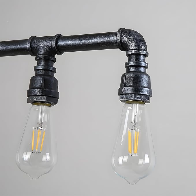 LightInTheBox Rustic Industrial Tube Pipe Chandeliers, Steampunk Pendant Light Fixture 5-Light Edison Farmhouse Ceiling Lamp for Dining Room Living Room Bar