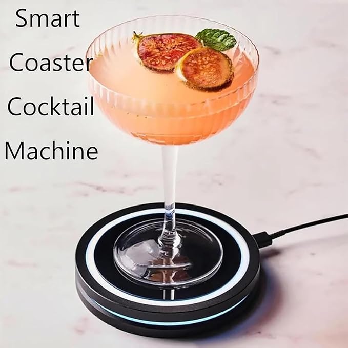 Smart Coaster Cocktail Machine, 2026 New Portable Cocktail Maker Interactive Lighting with Built-in Smart Sensing Tech Easy to Clean & Carry Compact Storage for Mat Bar Club Drink (3PCS)
