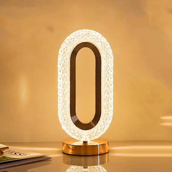 Crystal Table Lamp, Touch Control Nightstand Night Light, USB Rechargeable Bedside Light for Bedroom Living Room Desktop Bar Cafe Office Indoor Decoration (Pentagram)(Runway)
