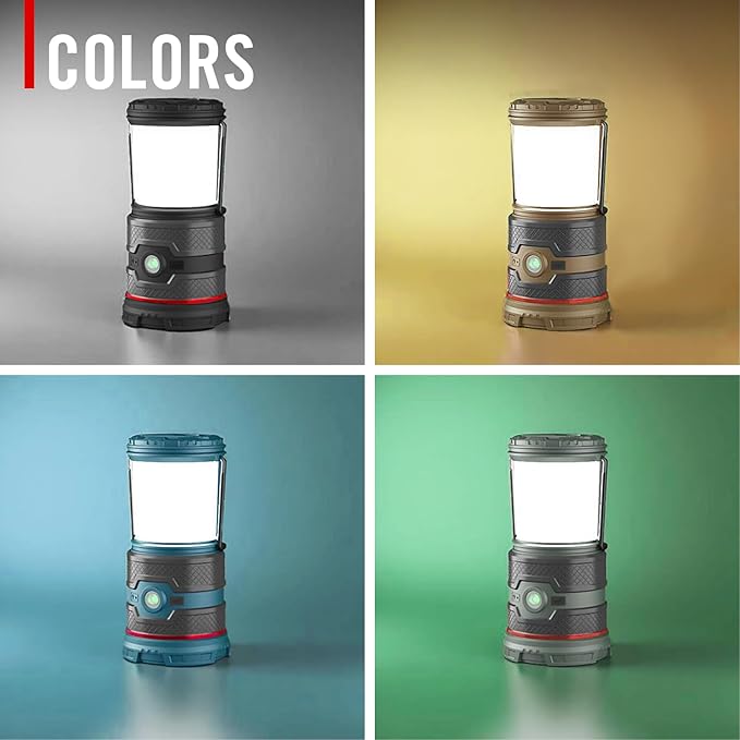 Coast EAL35R 1000 Lumen Voice-Controlled LED Emergency & Camping Area Lantern with Warm, Cool White, Day, Red & Red Flashing Mode, Power Bank Functionality - Forest