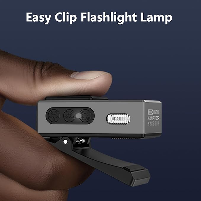 Clip-on Light EDC Flashlight Multi-purpose Clip light, 5 Light Sources White Red Blue RGB UV Lights All In One, Strong Clip Magnetic Sensor Hands Free for Outdoor Indoor Portable Lighting