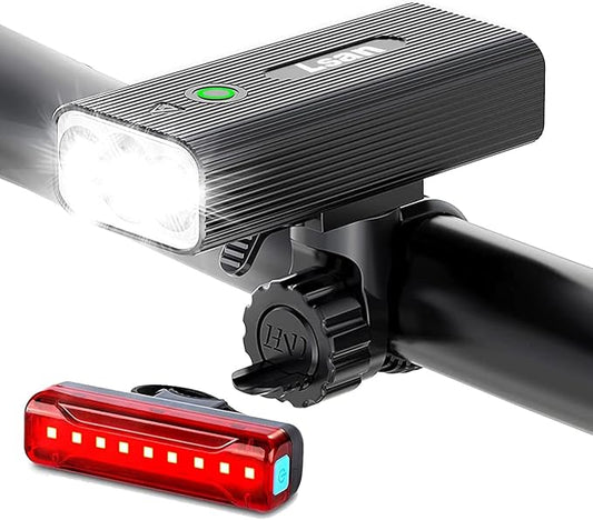Super Bright Bike Lights for Night Riding,Bike Lights Front and Back,3 LED USB Rechargeable Bicycle Light,Bike Headlight with Power Bank Function,IPX5 Waterproof,3+5 Light Modes