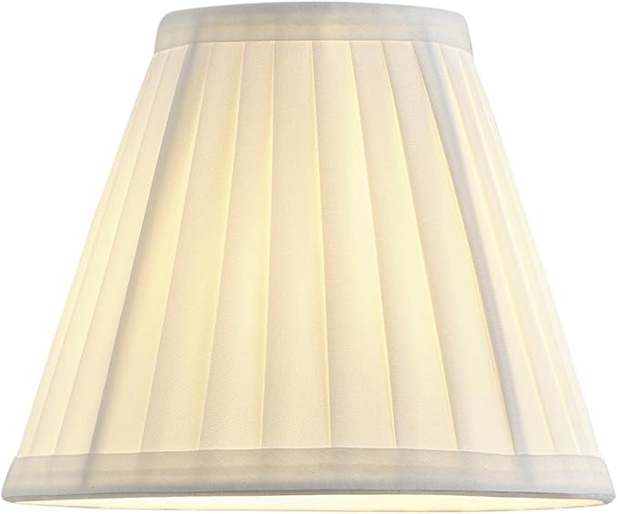 6 Pack White Silk Pleated Chandelier Shades, 3" Top x 6" Bottom x 5" High, 3x6x5 Inch Clip On E12 Bulb, Pendant Light Wall Sconce Lamp Shade, Silk-Pleat Handmade Barrel Lampshades Covers(Small Size)