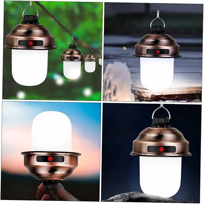 1pc Retro Led Camping Lamp Portable Outdoor Rechargeable Lantern for Tent Hiking Fishing and Emergency Use Lightweight Convenient Hanging Design for Camping Adventures