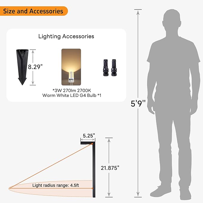 Gardenreet Low Voltage Pathway Lights Brass, LED Landscape Path Lights, Yard Lights Outdoor Waterproof IP65, 12V Wired L Shape Black for Garden Walkway with 3W 270LM 2700K G4 Bulb 4 Pack