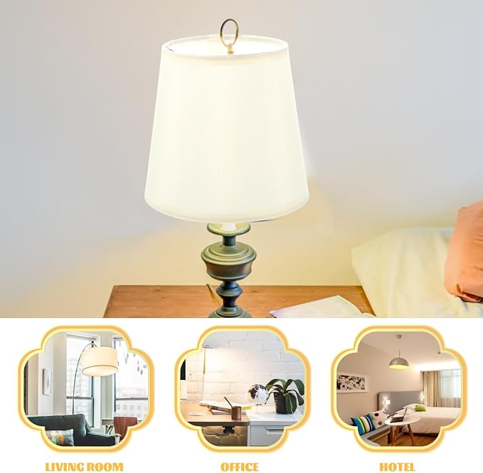 Replacement Lampshade for Table Lamps Light Black Fabric Lampshade Rustic White Pleated Decorative Lamp Shades