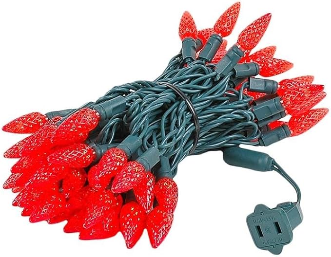 Novelty Lights 24FT 70 LED C6 LED Christmas String Lights, Commercial Grade Outdoor Tree Decorations (Red)