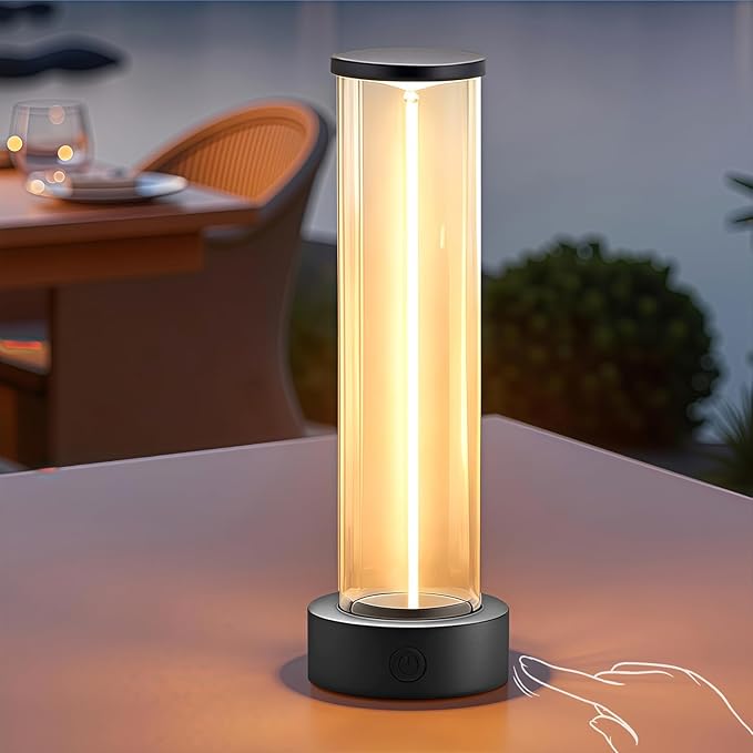 Indoor Outdoor Cordless Table Lamp,Rechargeable Battery Powered Lamp 3-Mode Touch Dimmable,IP54 Waterproof Portable Lamp for Bedside Reading,Patio Grill,Gazebo Party,Camping Tent (Gray)