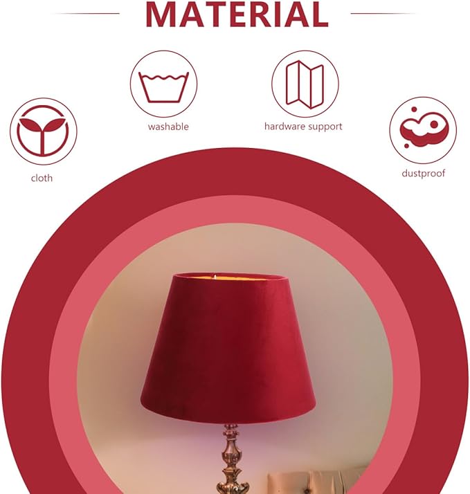 DOITOOL E27 Lamp Shade for Table Lamp, Red Lamp Shade, Barrel Cloth, Small s for Floor Light Ceiling Light Covers, Replacement for Bedroom Living Room Decor