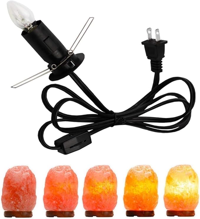 Himalayan Salt Lamp Cord - 25W Dimmable Halogen Replacement Bulbs, E12 Base, Perfect for Himalayan Salt Lamps, Night Lights, Wax Warmers - with 6 Free Bulbs for Salt Lamp (1)